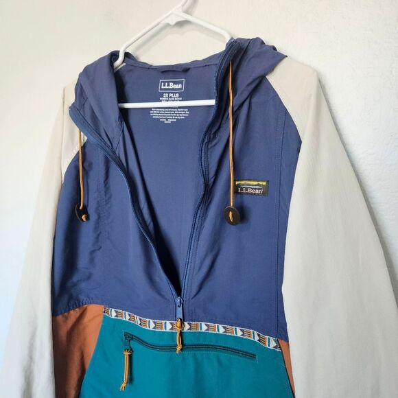 L.L.Bean | Mountain Classic Anorak Multi Teal Indigo Packable Jacket, Womens 2X - Picture 6 of 8